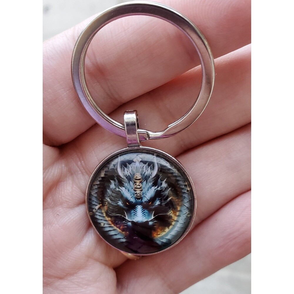 Dragon Keychain Finished with a Glass Dome